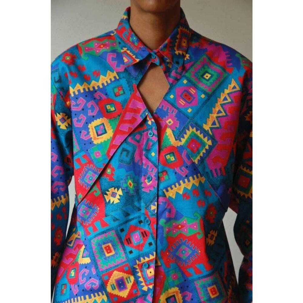 Frontier Series by Wrangler Vintage 80s Southwestern Western Shirt Small Rodeo